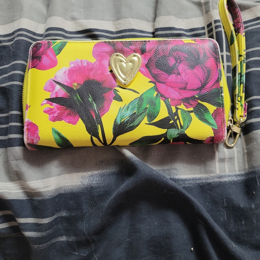 Floral Yellow Wristlet Wallet